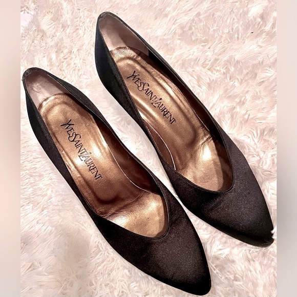 Yves Saint Laurent Shoes - YSL Black Satin Heels